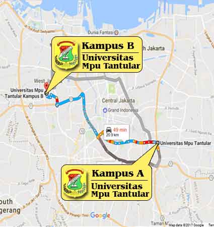 Peta dan Lokasi Universitas Mpu Tantular Jakarta Parallel Class Nomor